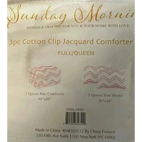 Sunday Morning Jacquard High Quality Pink/White Full/Queen Comforter Sham Set - Picture 3 of 5